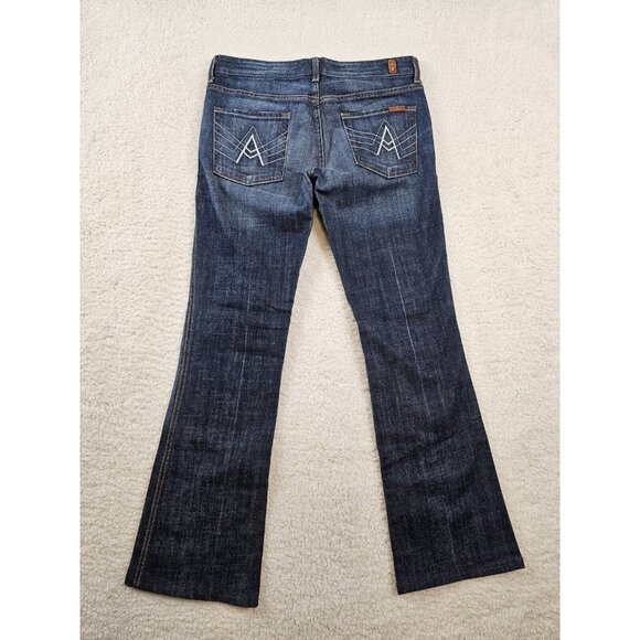 7 For All Mankind Jeans A Pocket Women's 29 Flared Wide Leg Medium Wash Boho - Picture 2 of 16